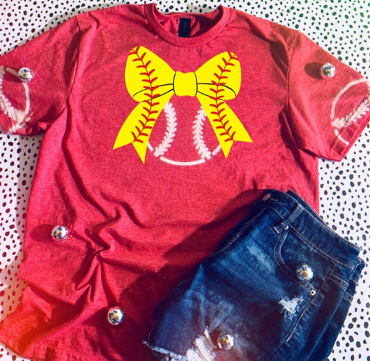 Softball bow tee