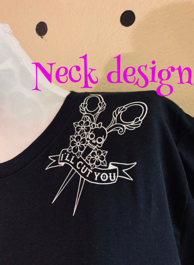 I’ll cut you - neck & back design 🖤